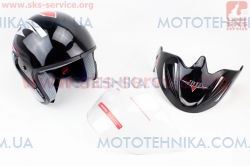 Шлем открытый с козырьком BLD-203 - XS-ЧЕРНЫЙ с рисунком красно-серым (330492)