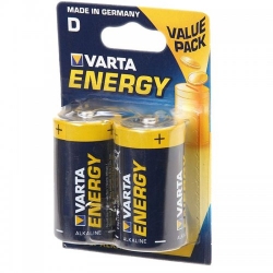Батарейка щелочная, Alkaline D Energy (4120, LR20) Varta 1.5V, 2шт. в блистере