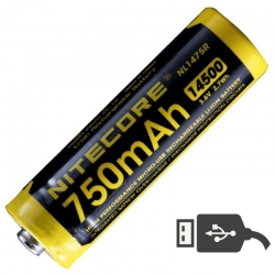 Аккумулятор литиевый Li-Ion 14500 Nitecore NL1475R 3.6V (750mAh, USB), защищенный