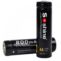 ����������� �������� Li-Ion 14500 Soshine 3.7V (800mAh), ����������, 4��., �������