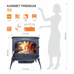 Чавунна піч KAWMET Premium SPHINX S6 (13,9 kW) ECO