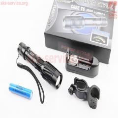 Фонарь передний 1 диод 2800 lumen алюминиевый, Li-ion 3.7V 4200mAh с зарядкой, влагозащитный, чёрный BL-1836 (409907)