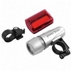 Велофара + задній ліхтар (5LED+5LED, 2+7режимів, 4AAA+2AAA), сіра (71-1111)
