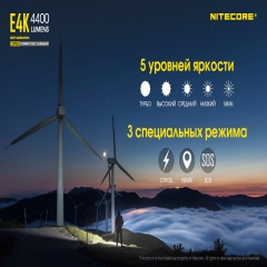 Ліхтар Nitecore E4K (Cree XP-L2 V6 LED, 4400 люмен, 8 режимів, 1x21700), комплект (6-1399)