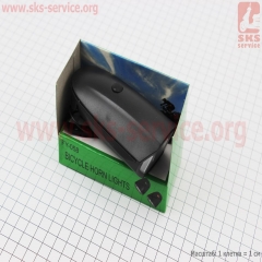 Ліхтар передній 1 діод + дзвінок 2 мелодії, Li-ion 3.7V 1200mAh зарядка від USB, вологозахисний, чорний FY-058 (409362)