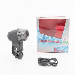 Ліхтар передній 1 діод 200 lumen, Li-ion 3.7V 1200mAh зарядка від USB, вологозахисний, чорно-сірий (409369)