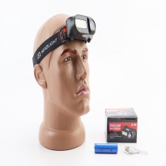 Ліхтар налобний 1+12 діодів 180 lumen, Li-ion 3.7V 6800mAh зарядка від USB, вологозахисний, чорний KX-1804 (409923)