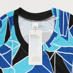 Футболка (Джерсі) для чоловіків М - (Polyester 80% / Spandex 20%), короткі рукави, вільний крій, біло-синьо-чорна, НЕ оригінал (408139)