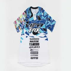 Футболка (Джерсі) для чоловіків М - (Polyester 80% / Spandex 20%), короткі рукави, вільний крій, біло-синьо-чорна, НЕ оригінал (408139)