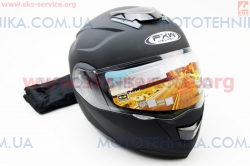 Шлем закрытый с откидным подбородком+очки HF-119 XXL- ЧЕРНЫЙ матовый (330213)