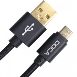 Кабель USB - MicroUSB DOCA D-U101 (100см), черный