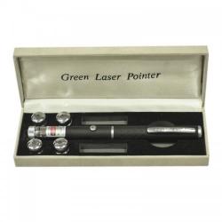 Зелена лазерна указка BOB Laser BGP-3010-5 (532nm, 50mW, 2xAAA) + 5 насадок 