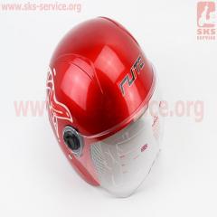 Шлем детский открытый Т68, КРАСНЫЙ с бело-красным рисунком (возможны дефекты покраски) (360066)