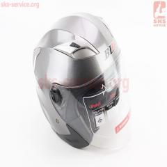Шлем открытый+откидные очки BLD-708 М (57-58см), СЕРЫЙ глянец (360200)